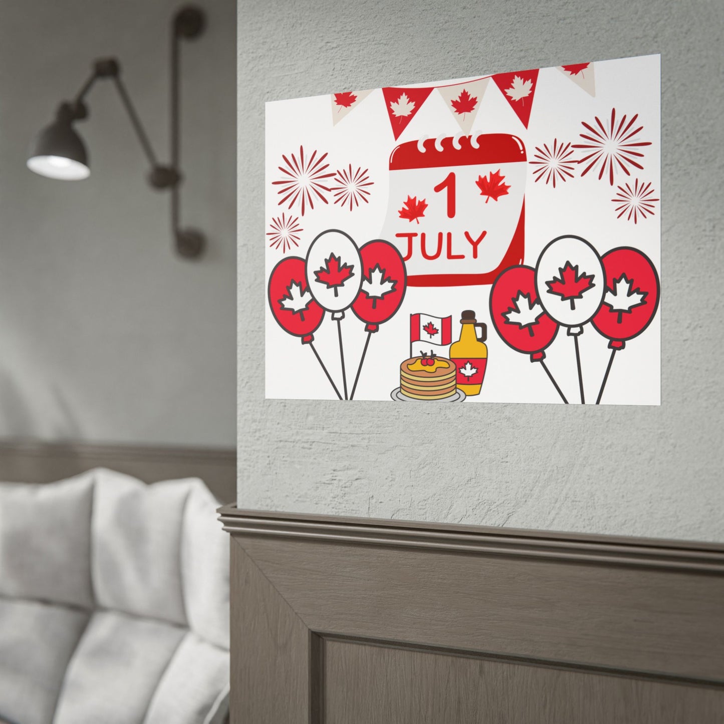 Canada Day 1 July Poster – Red Maple Leaf Celebration Print