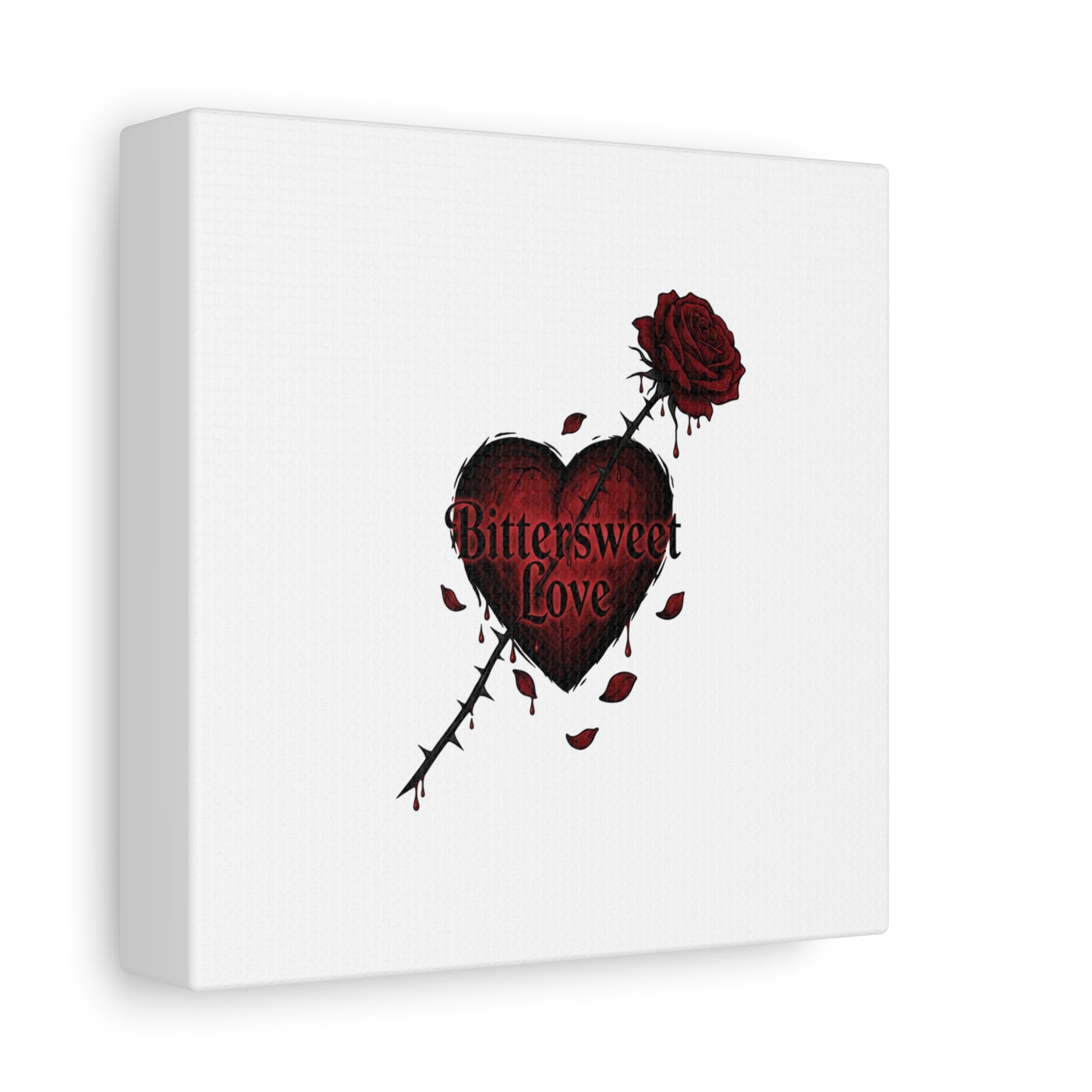Bittersweet Love heart & thorn rose Canvas | Goth Valentine, Dark Romance Art Print