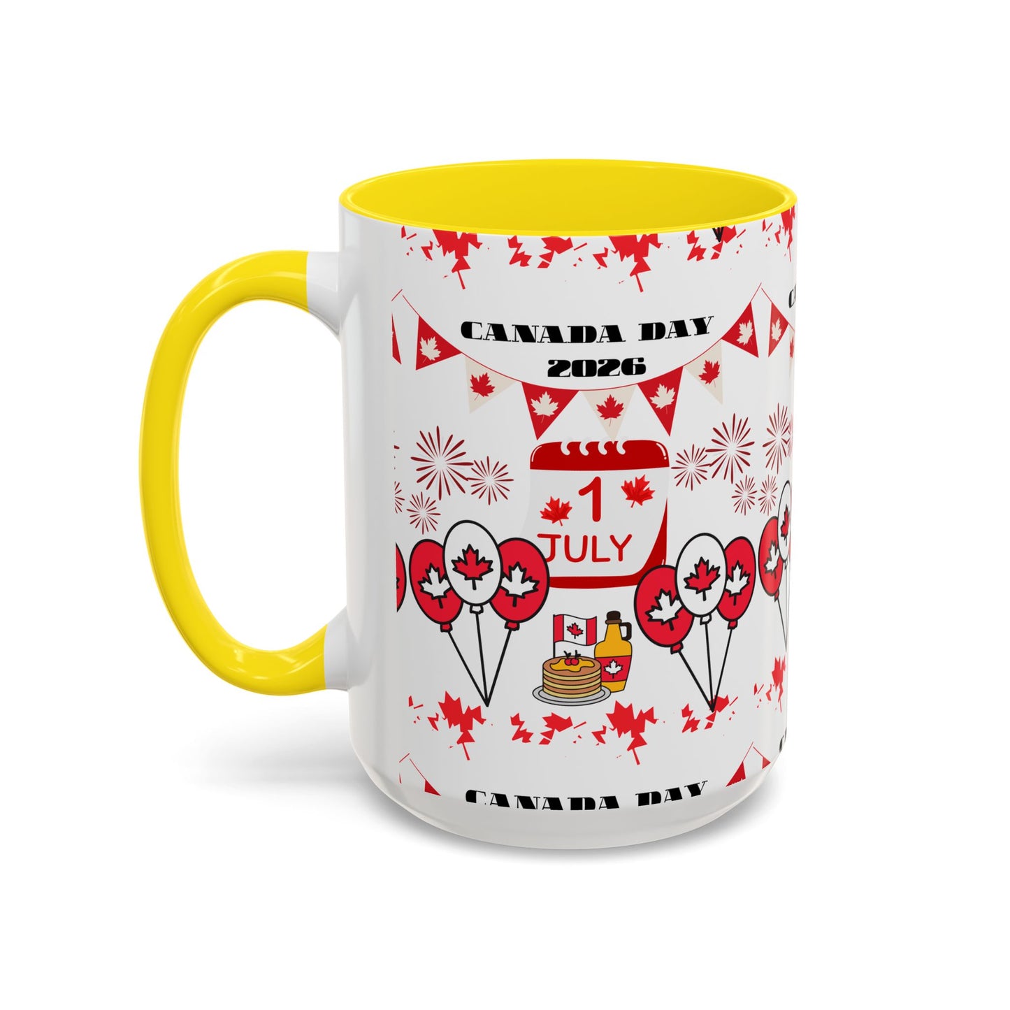 Canada Day Coffee Mug - 1 July 2026 Red Maple Balloon Accent Mug