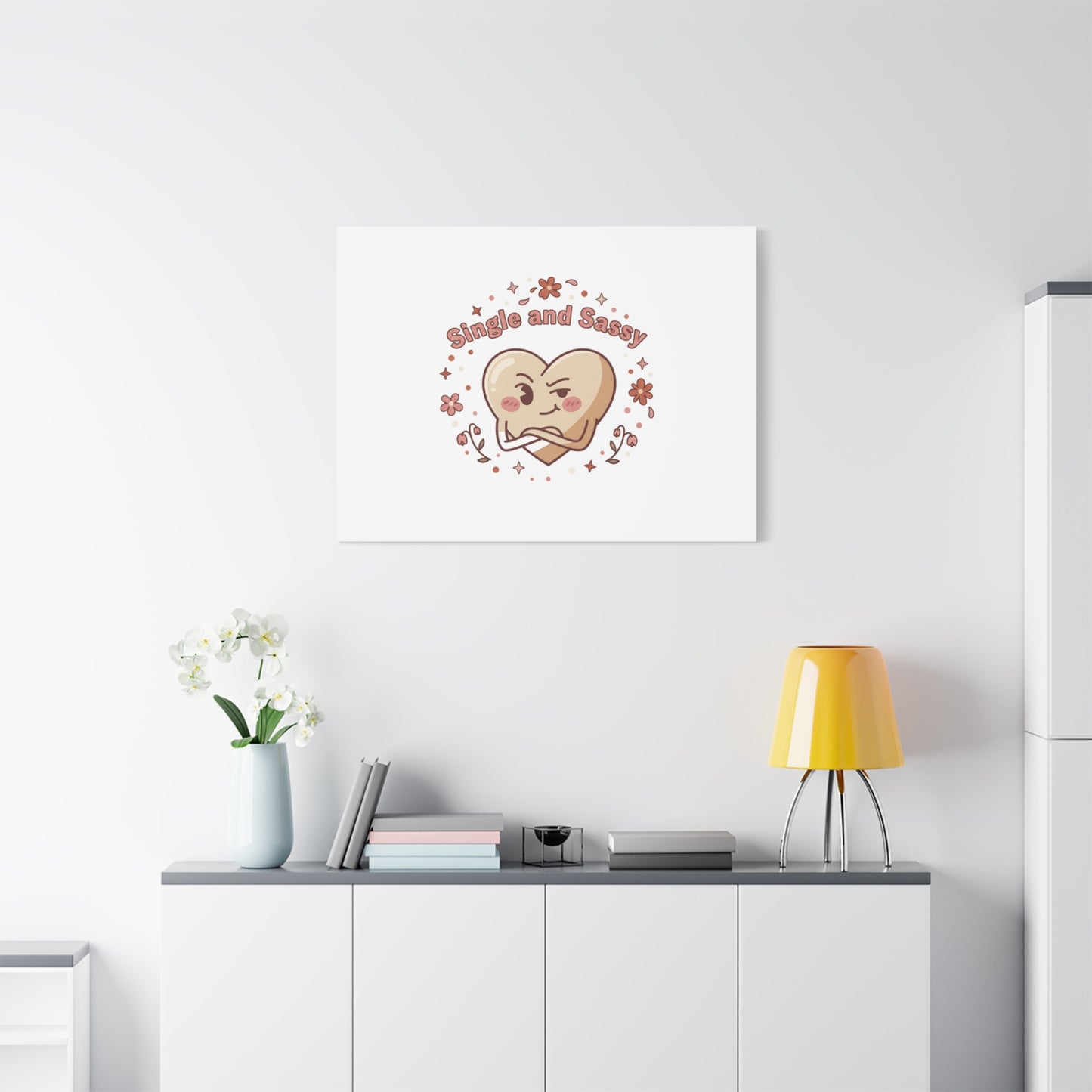 Single and Sassy Heart Canvas | Anti‑Valentine, Pastel Cynic Wall Art