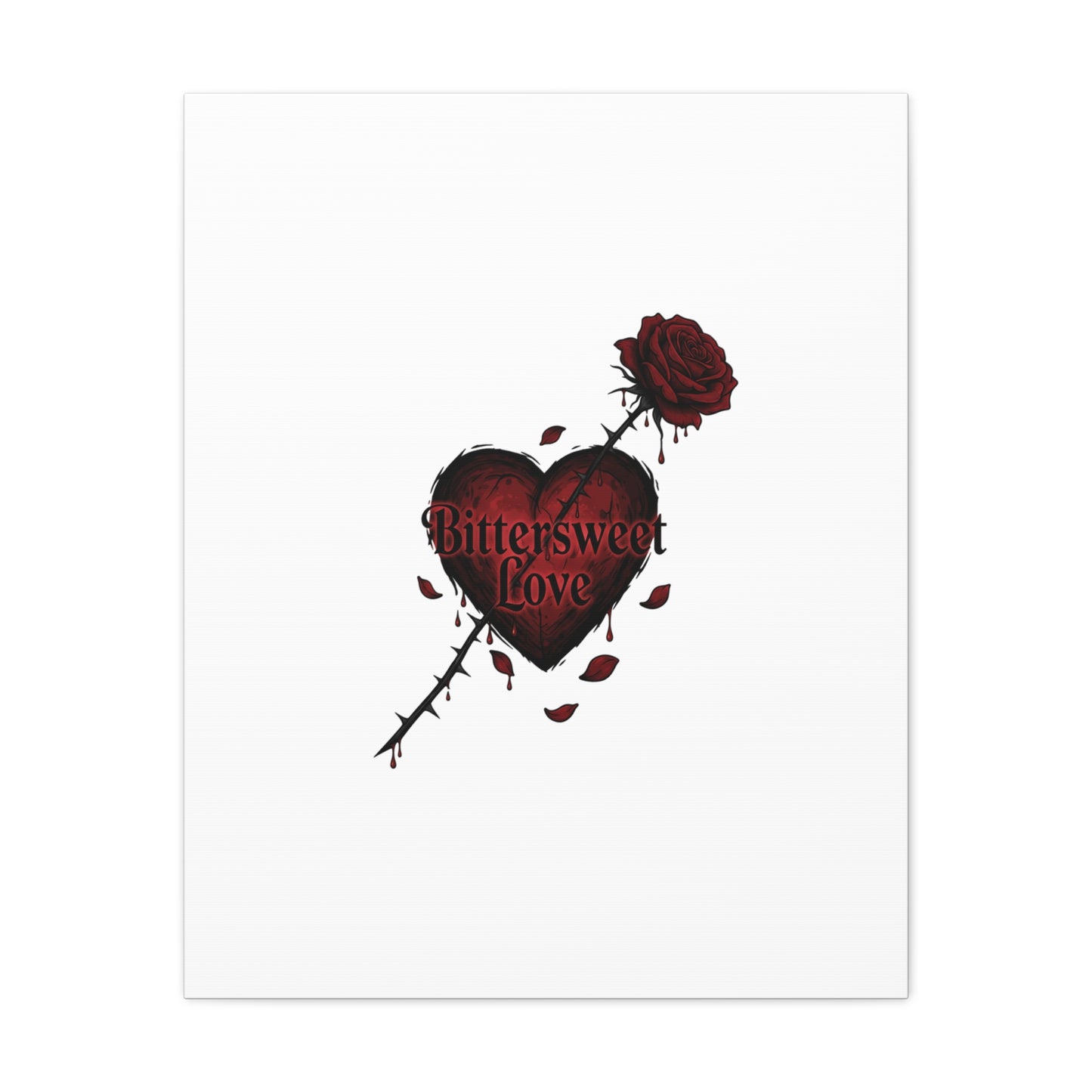 Bittersweet Love heart & thorn rose Canvas | Goth Valentine, Dark Romance Art Print