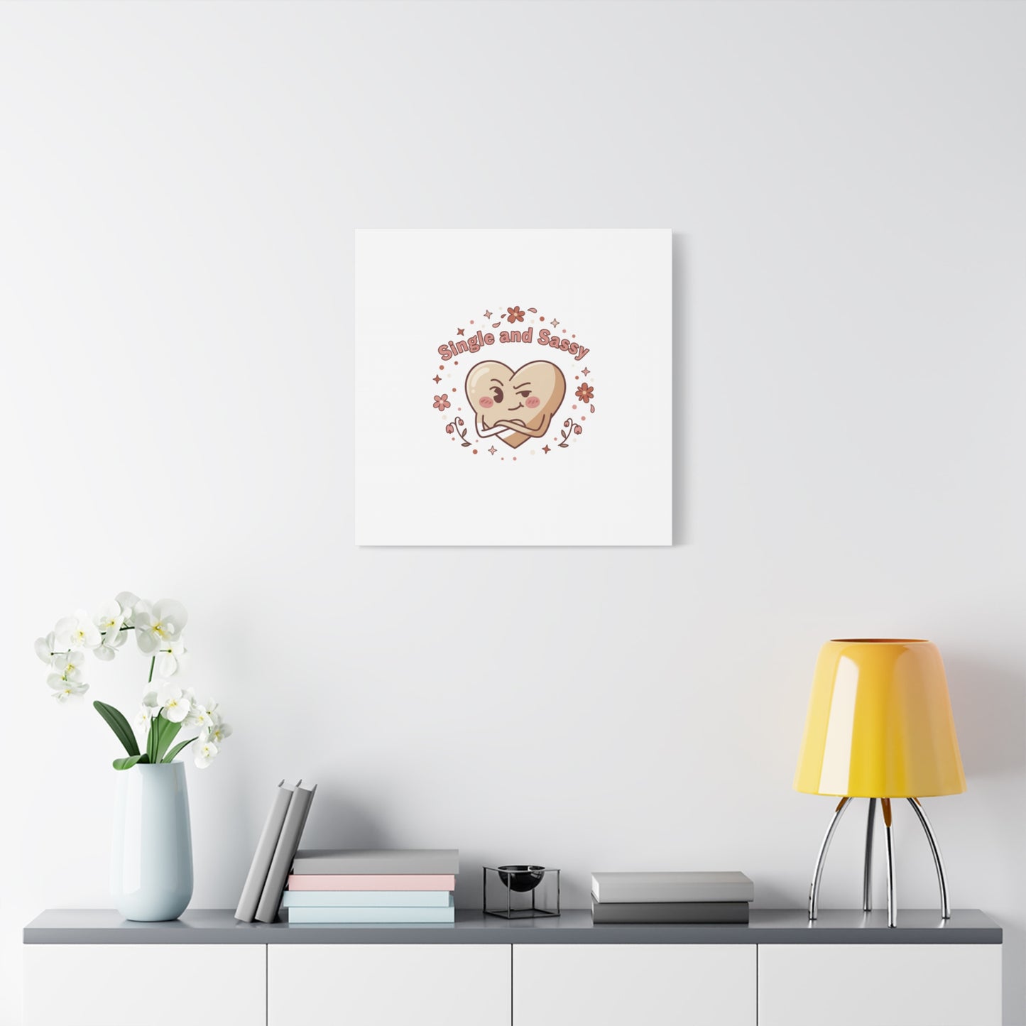 Single and Sassy Heart Canvas | Anti‑Valentine, Pastel Cynic Wall Art
