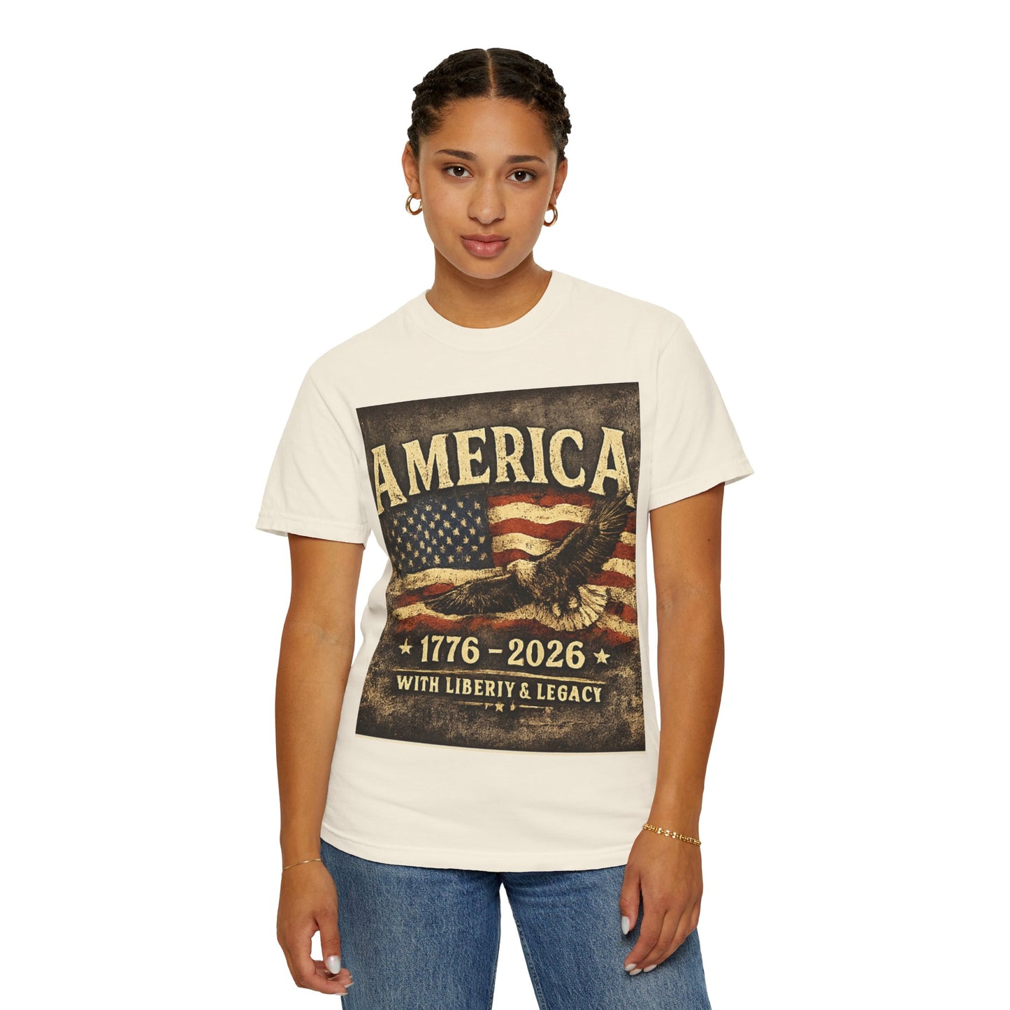 America 1776-2026 Vintage Flag Eagle T-shirt