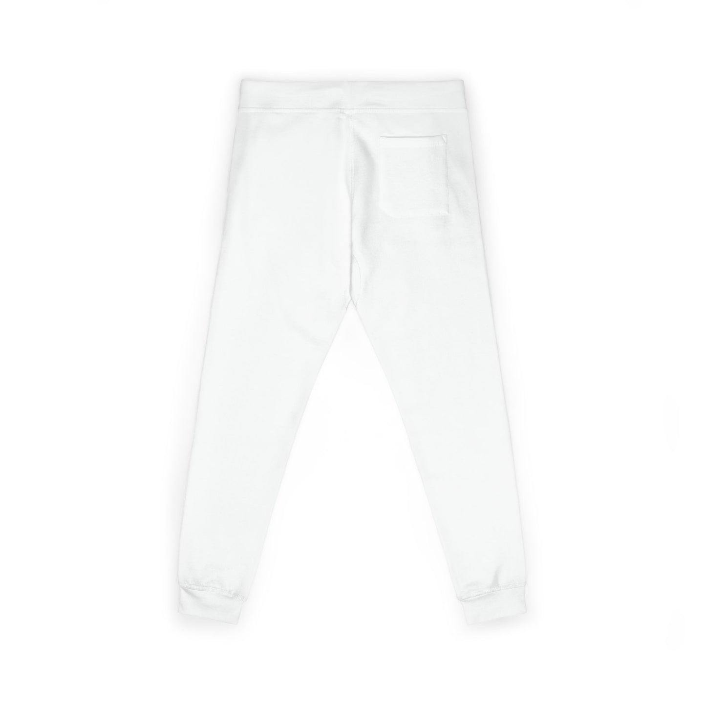 Embroidered Star Patch Sweatpants — White Fleece Joggers