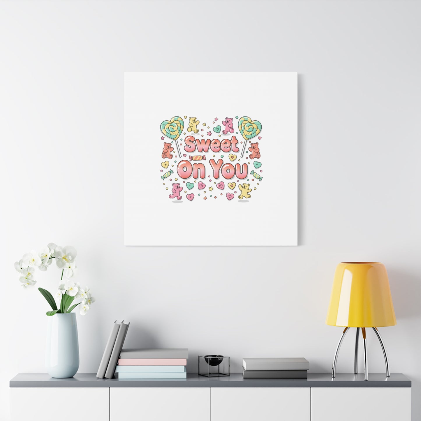 Sweet On You Canvas | Valentine Candycore heart candy pattern, pastel snackcore art
