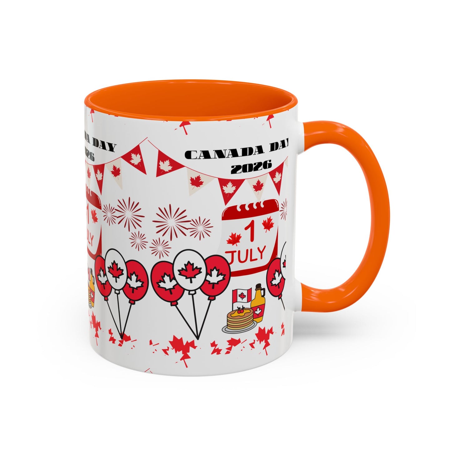 Canada Day Coffee Mug - 1 July 2026 Red Maple Balloon Accent Mug