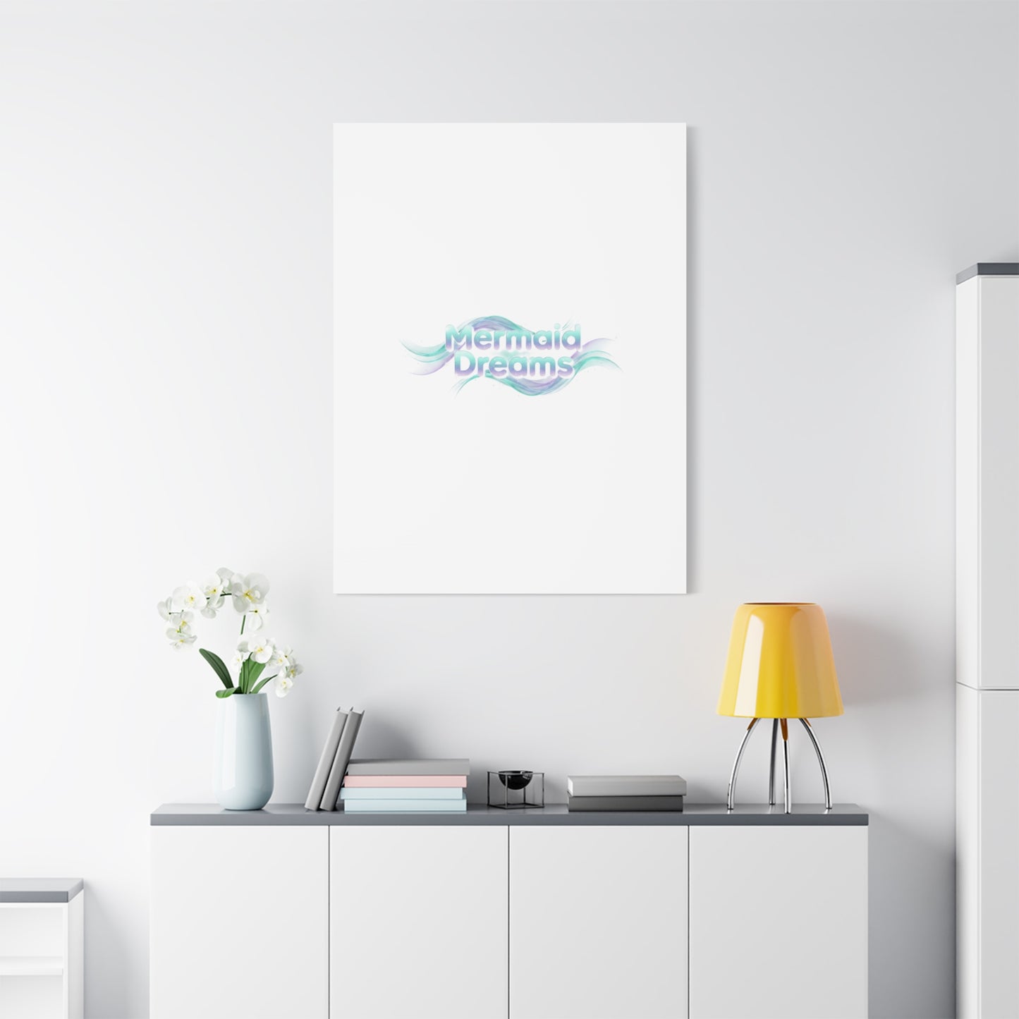 Mermaid Dreams Matte Canvas | iridescent text, pearly word accent