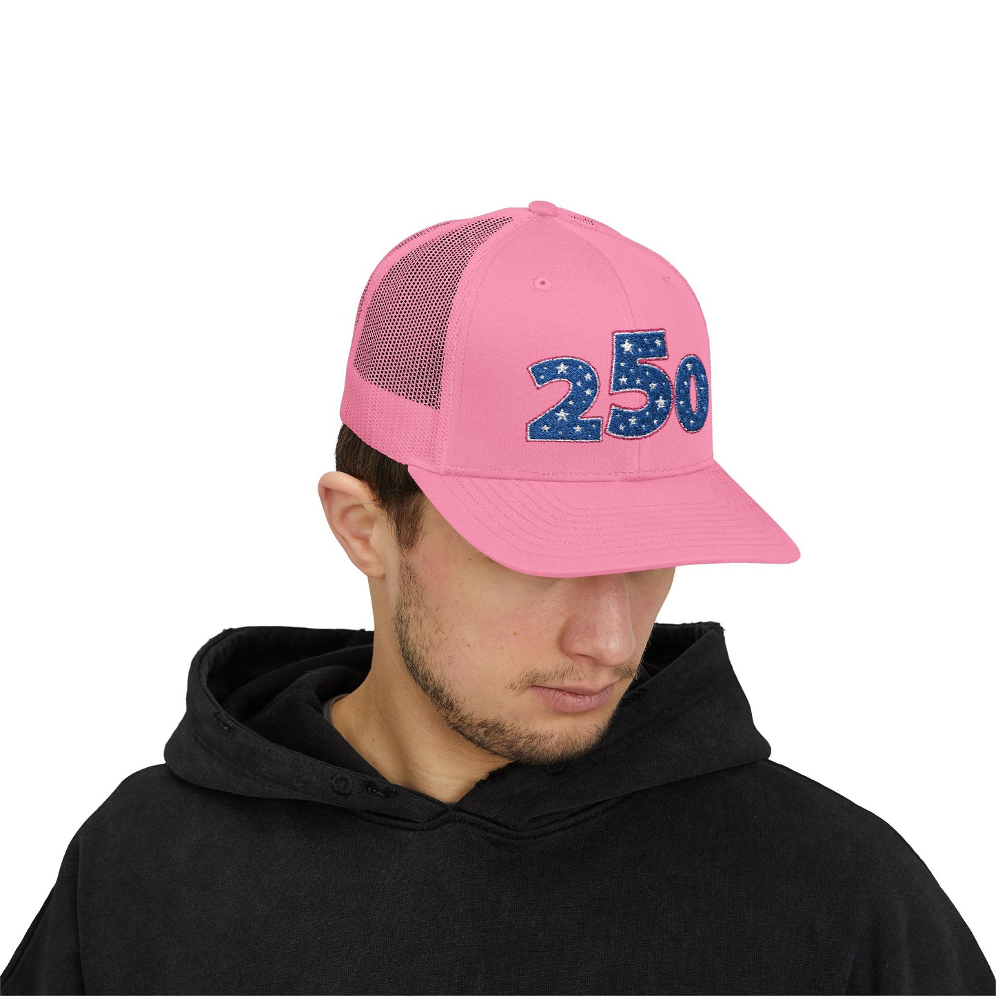 Blue Glitter 250 Patch Snapback Cap | Trucker Mesh Hat