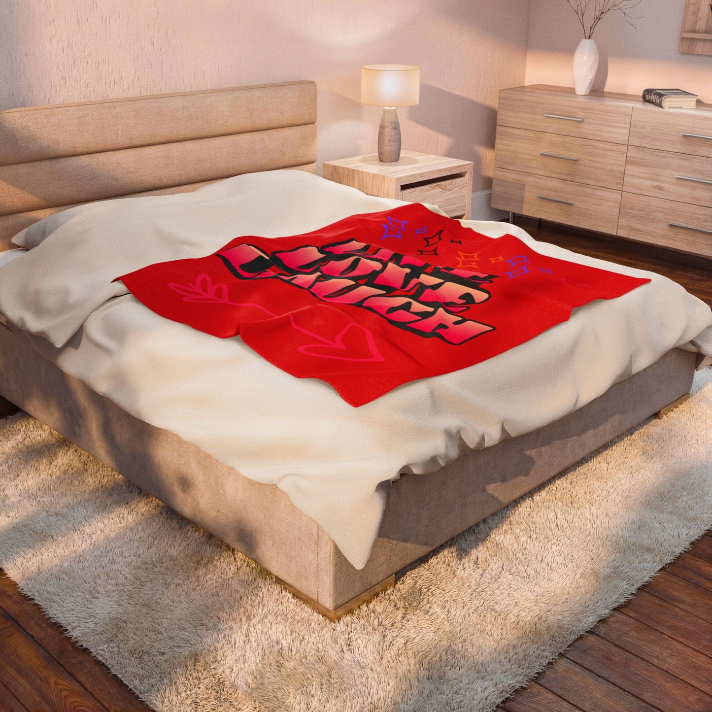 Live Love Laugh Velveteen Plush Blanket — Cozy Red Inspirational Throw for Home & Gifts
