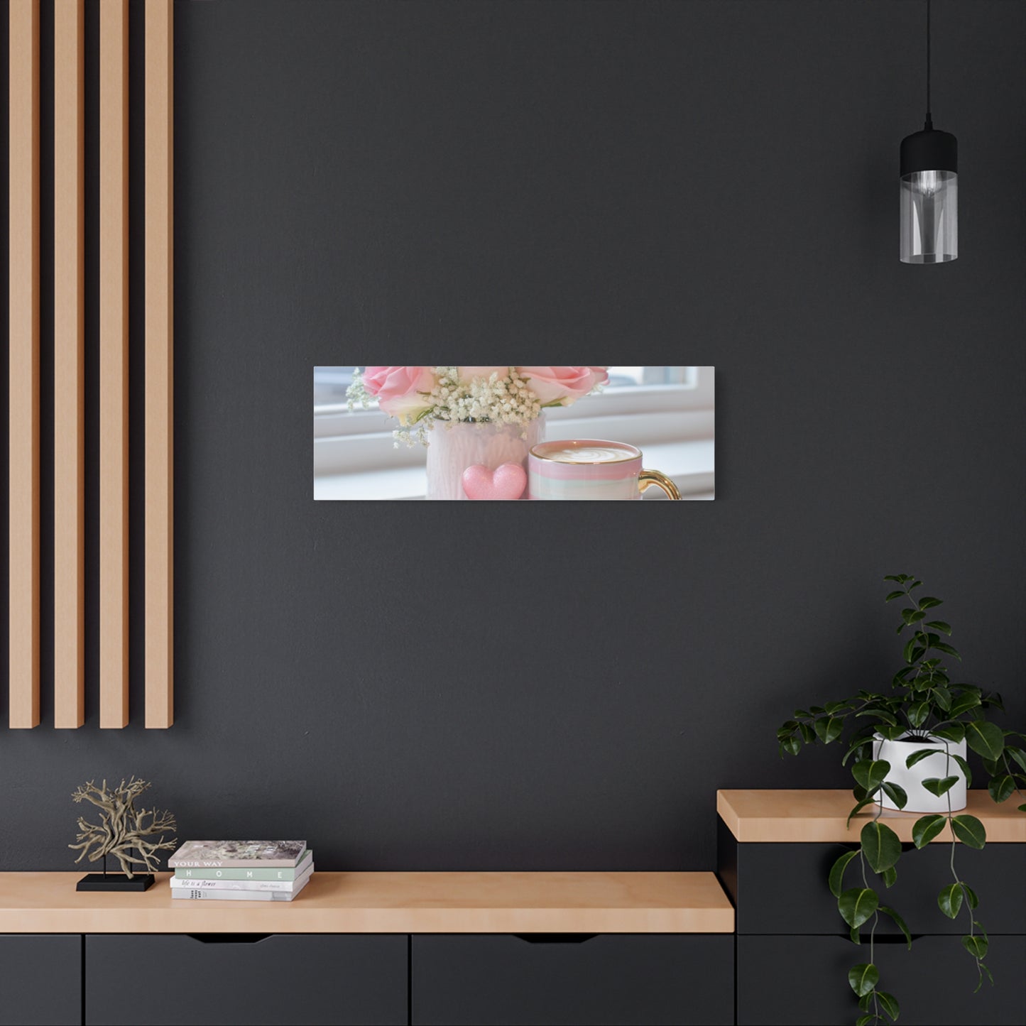 Pink Rose Bouquet with Mug Canvas