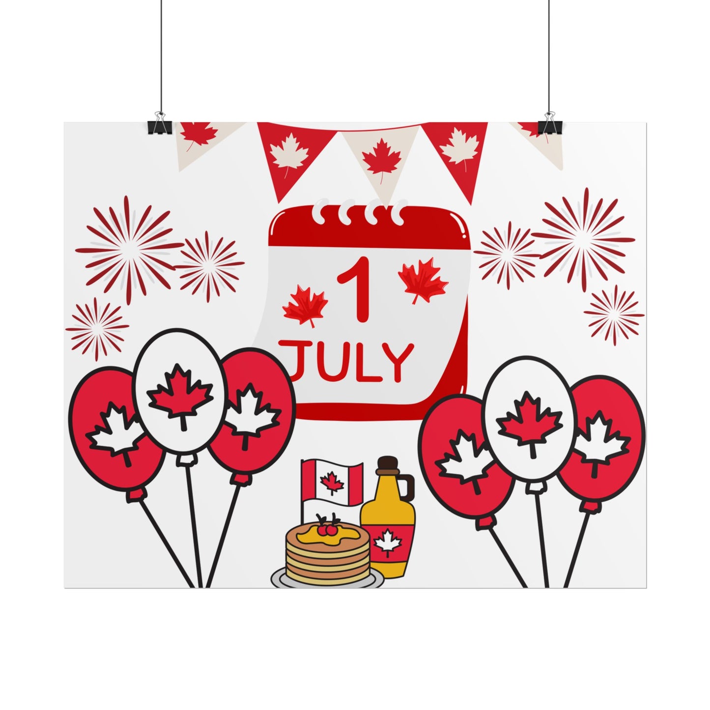 Canada Day 1 July Poster – Red Maple Leaf Celebration Print