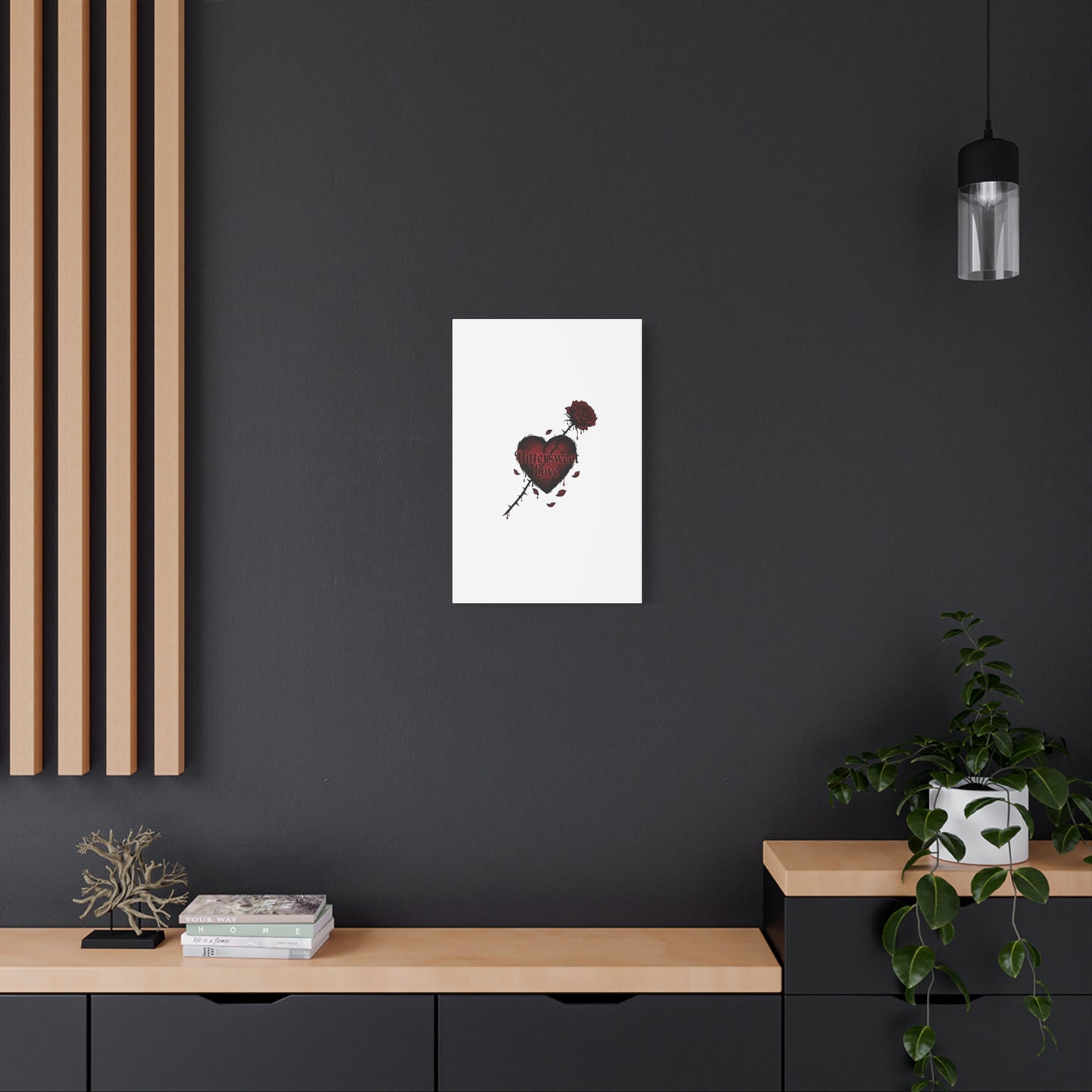 Bittersweet Love heart & thorn rose Canvas | Goth Valentine, Dark Romance Art Print