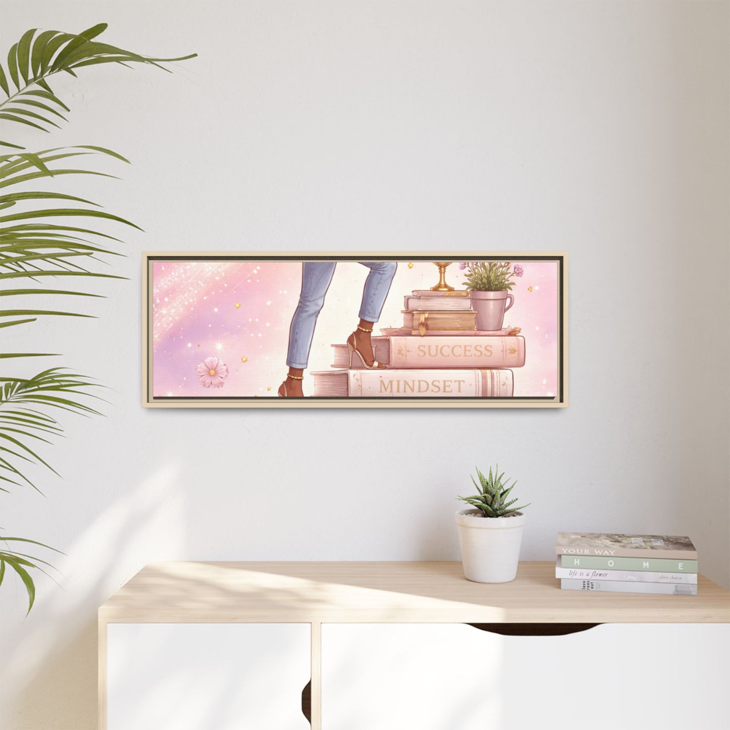 Dream Big Wall Art — Motivational Stacked Books Framed Canvas