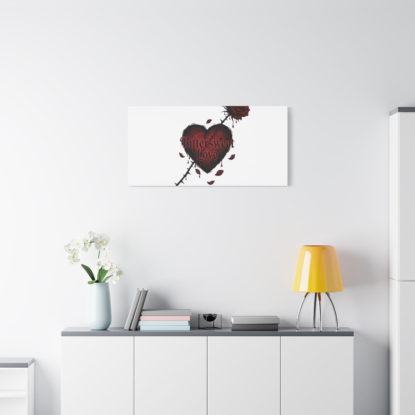 Bittersweet Love heart & thorn rose Canvas | Goth Valentine, Dark Romance Art Print