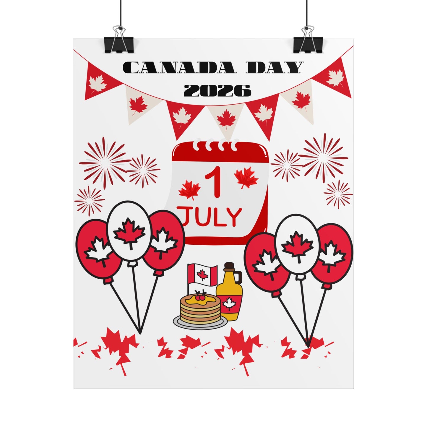 Canada Day 1 July Poster – Red Maple Leaf Celebration Print