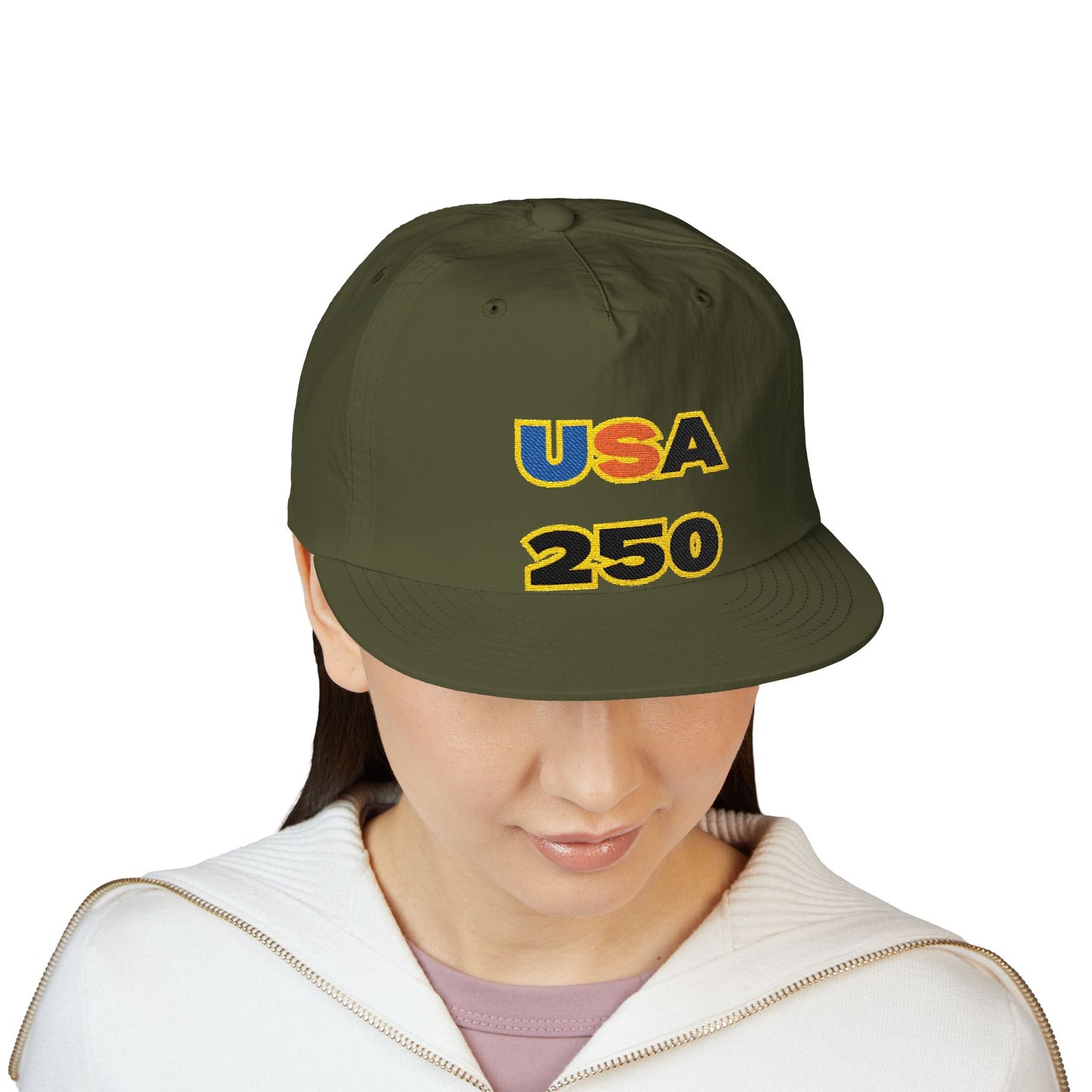 USA 250 Surf Cap | Embroidered Trucker Hat, White Snapback