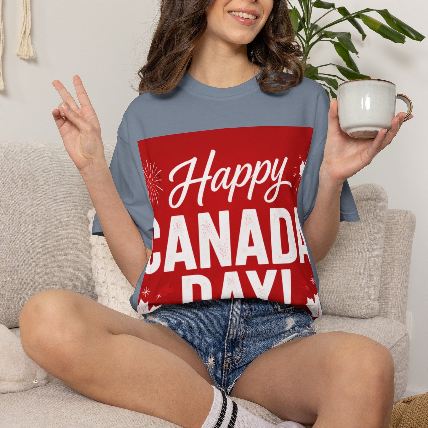 Happy Canada Day T-Shirt — Red Maple Leaf Canada Day Tee