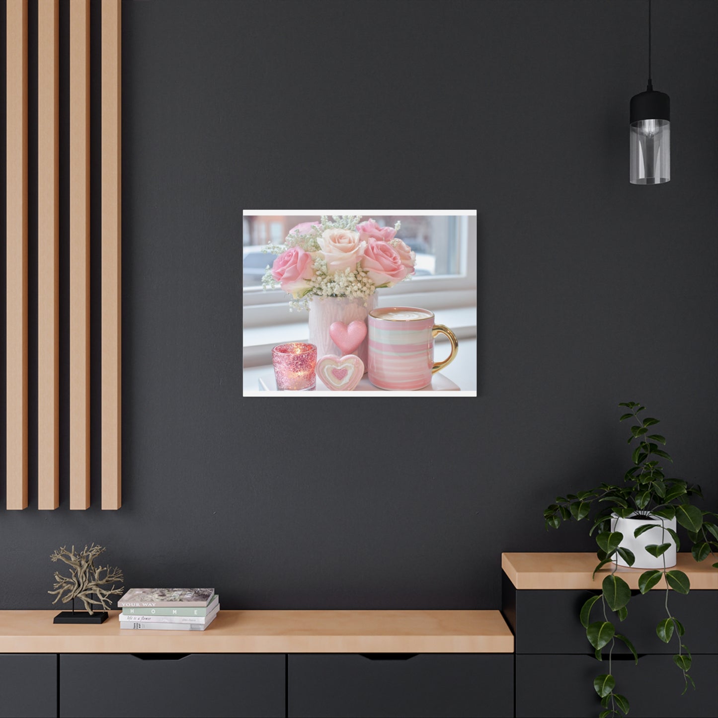 Pink Rose Bouquet with Mug Canvas