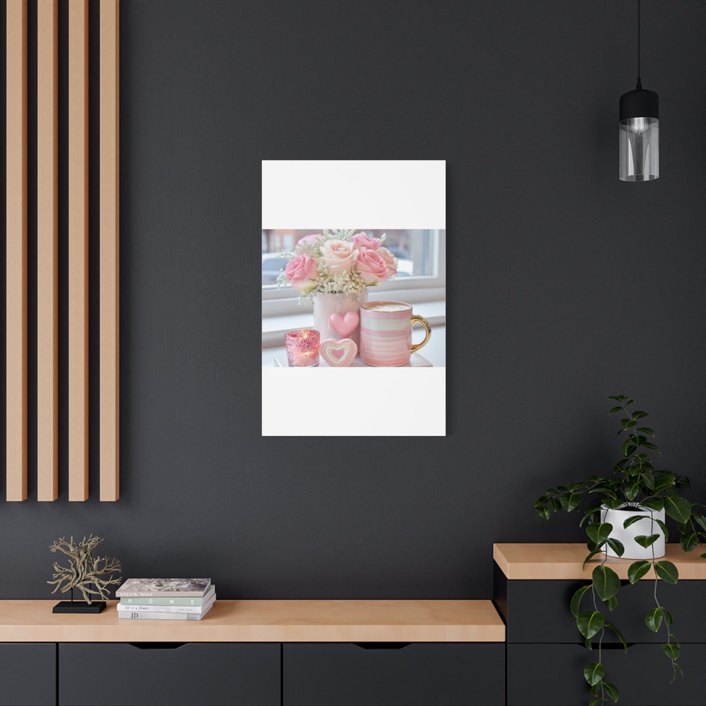 Pink Rose Bouquet with Mug Canvas