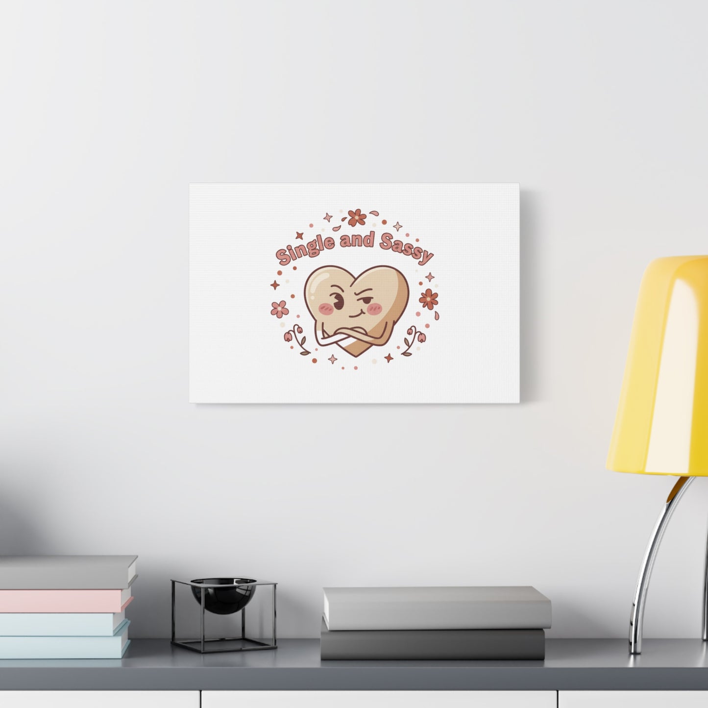 Single and Sassy Heart Canvas | Anti‑Valentine, Pastel Cynic Wall Art