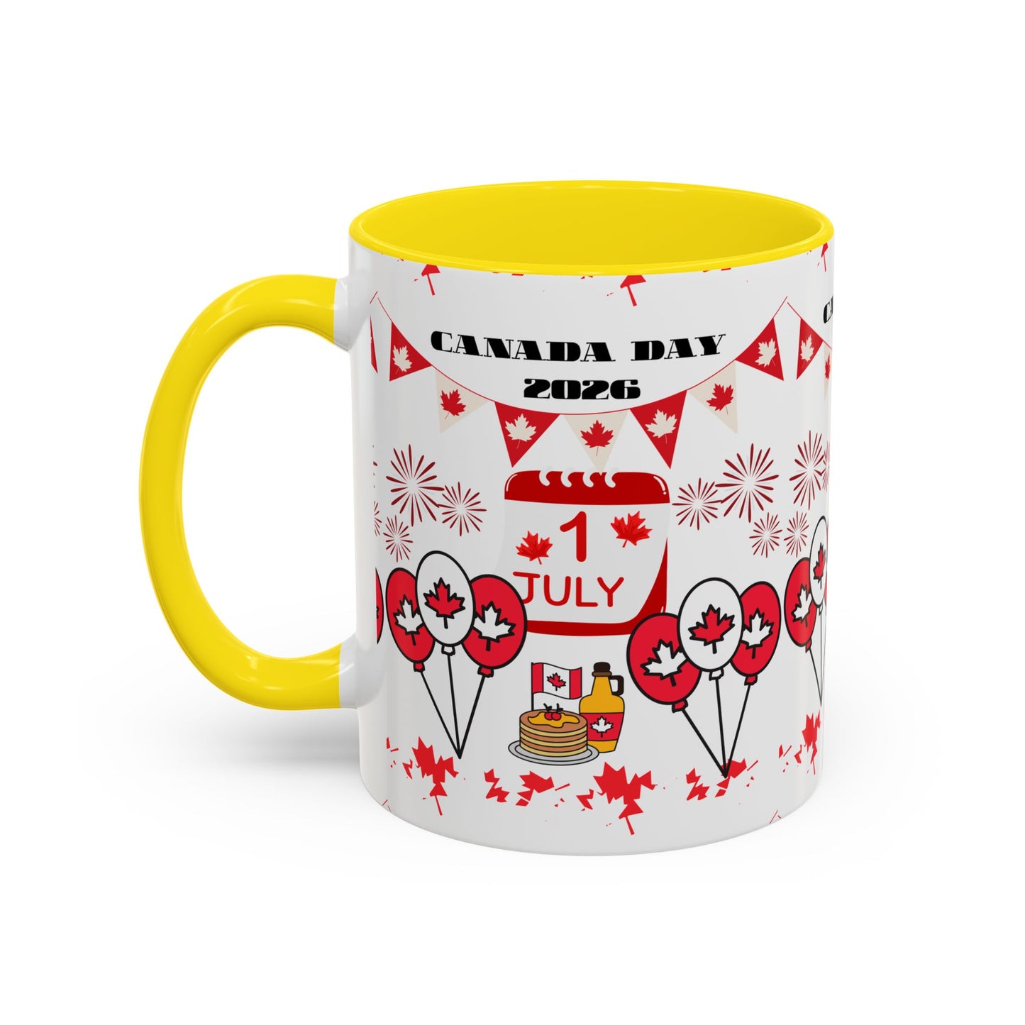 Canada Day Coffee Mug - 1 July 2026 Red Maple Balloon Accent Mug