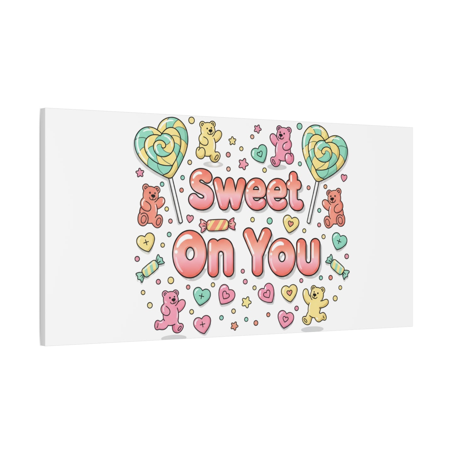 Sweet On You Canvas | Valentine Candycore heart candy pattern, pastel snackcore art