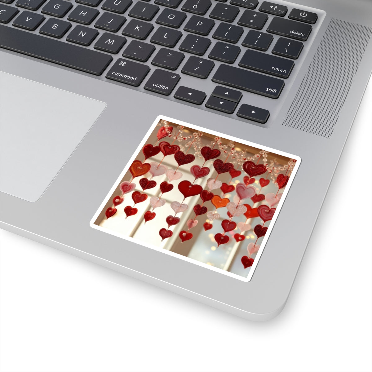 Hanging Red Heart Pattern Stickers | Kiss-Cut Sticker