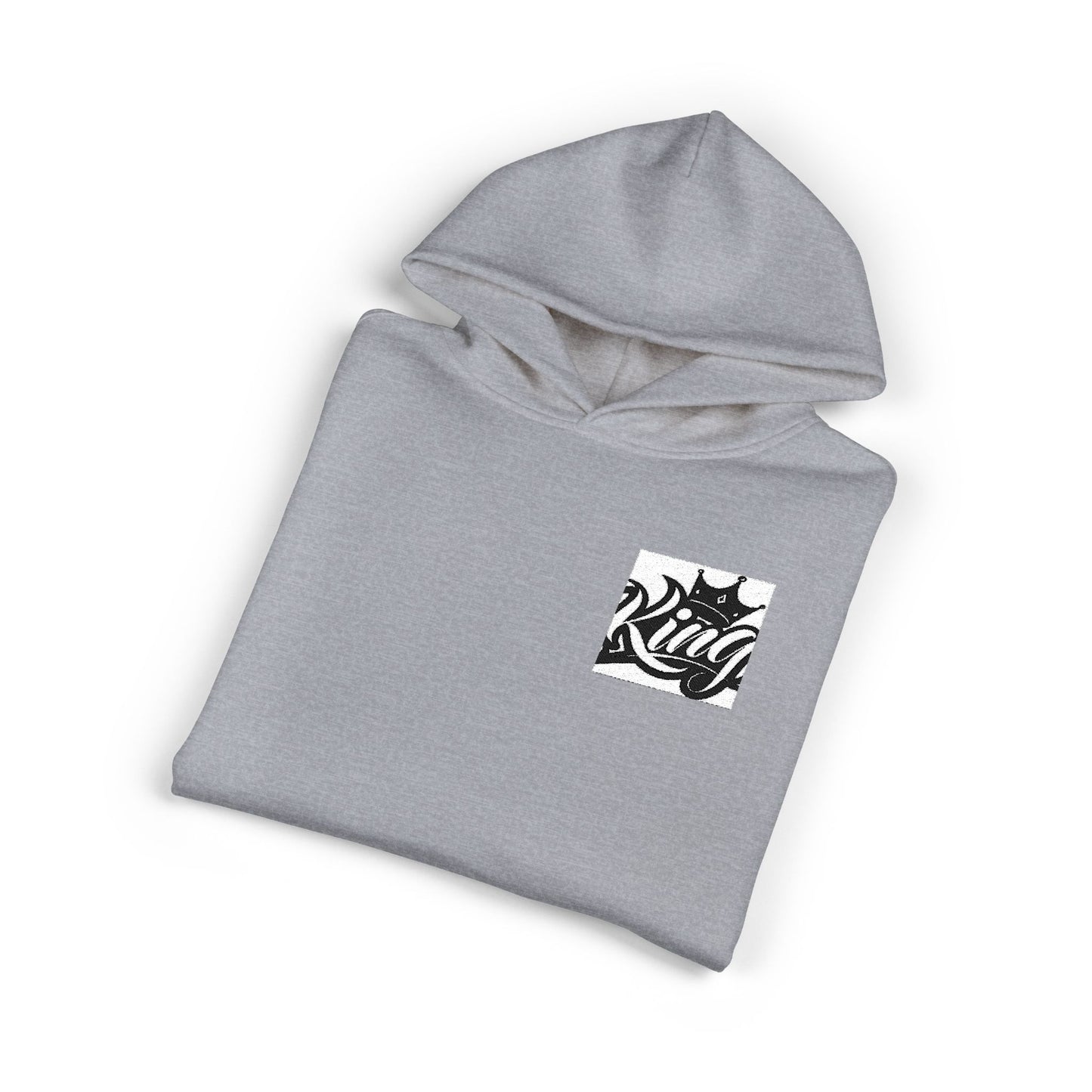 Relaxed Hoodie — Minimal Black Crown Chest Logo Hooded Sweatshirt