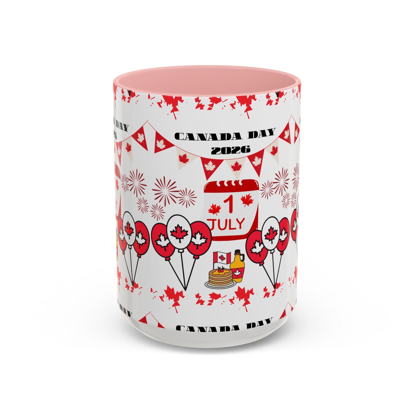 Canada Day Coffee Mug - 1 July 2026 Red Maple Balloon Accent Mug