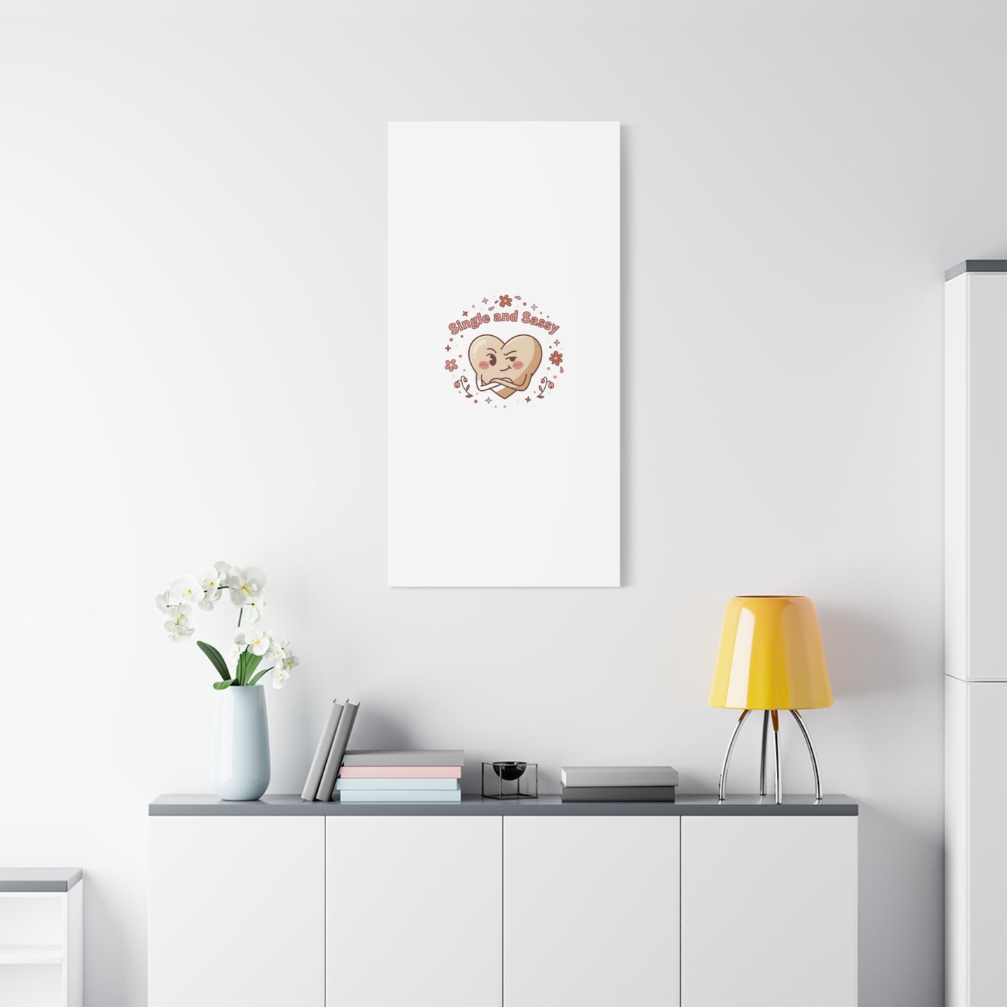 Single and Sassy Heart Canvas | Anti‑Valentine, Pastel Cynic Wall Art