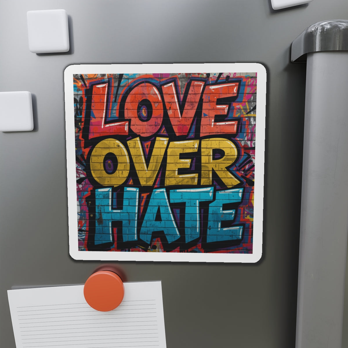 Love Over Hate Die-Cut Magnet — Inspirational Heart Sticker Magnet