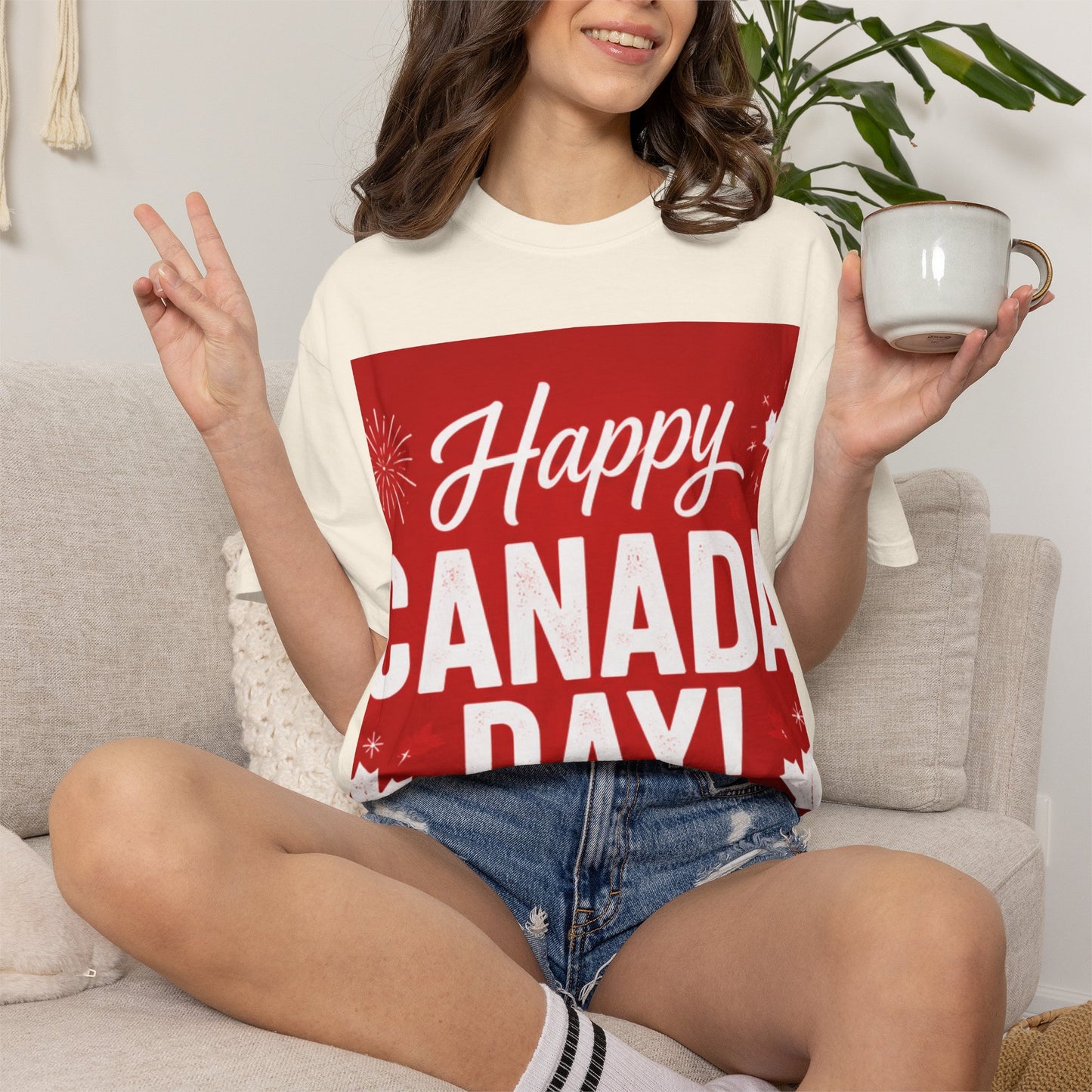 Happy Canada Day T-Shirt — Red Maple Leaf Canada Day Tee