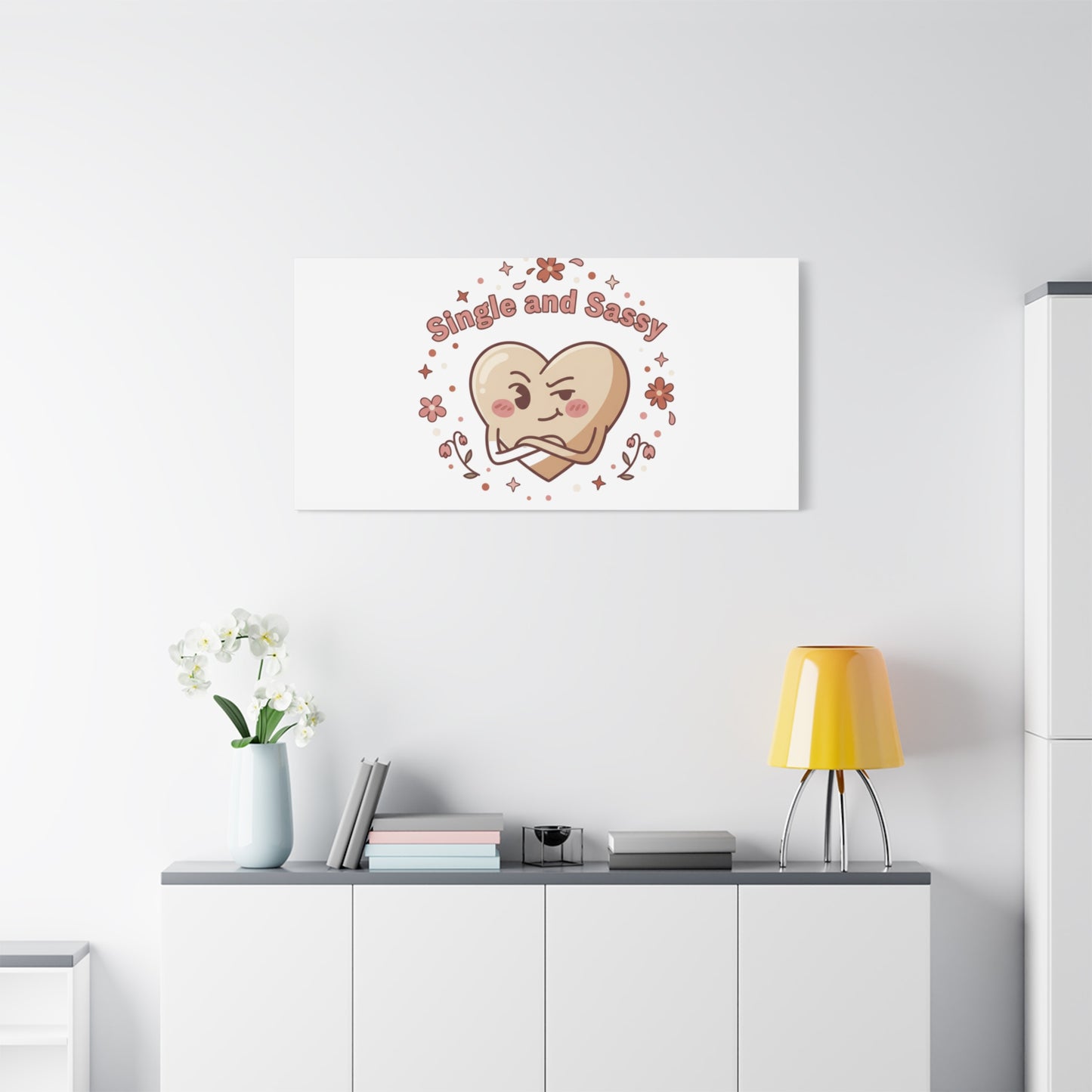 Single and Sassy Heart Canvas | Anti‑Valentine, Pastel Cynic Wall Art
