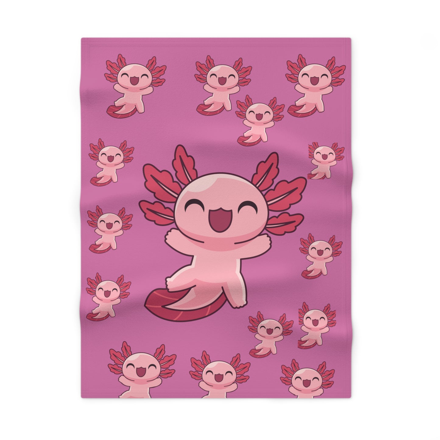 Pink Axolotl Pattern Baby Blanket | Cute Amphibian Nursery Throw