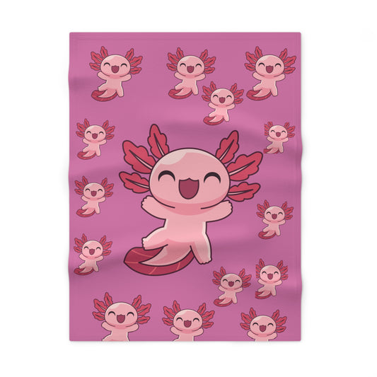 Pink Axolotl Pattern Baby Blanket | Cute Amphibian Nursery Throw