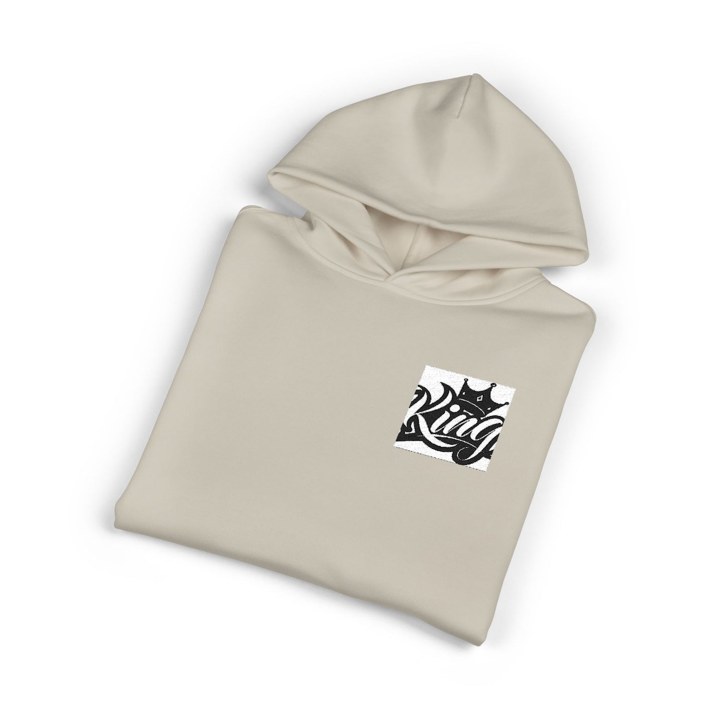Relaxed Hoodie — Minimal Black Crown Chest Logo Hooded Sweatshirt