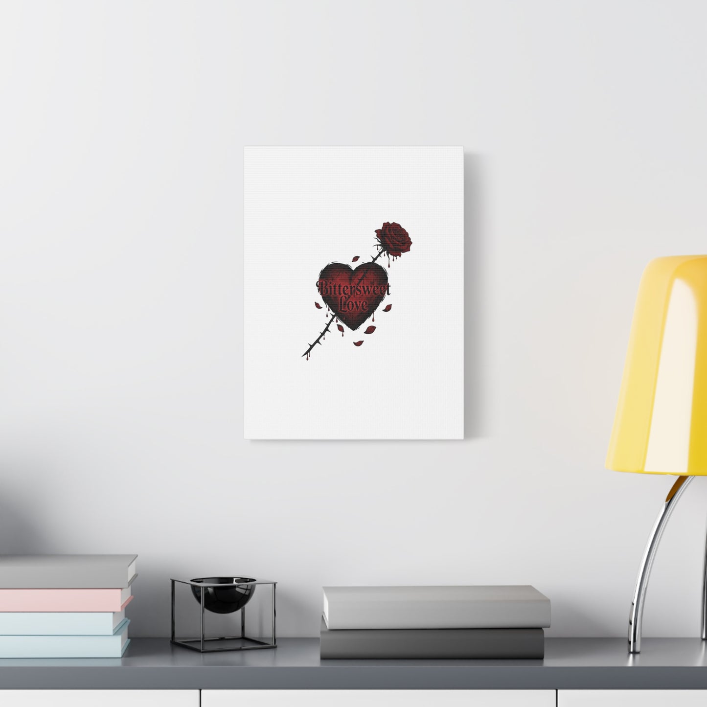 Bittersweet Love heart & thorn rose Canvas | Goth Valentine, Dark Romance Art Print