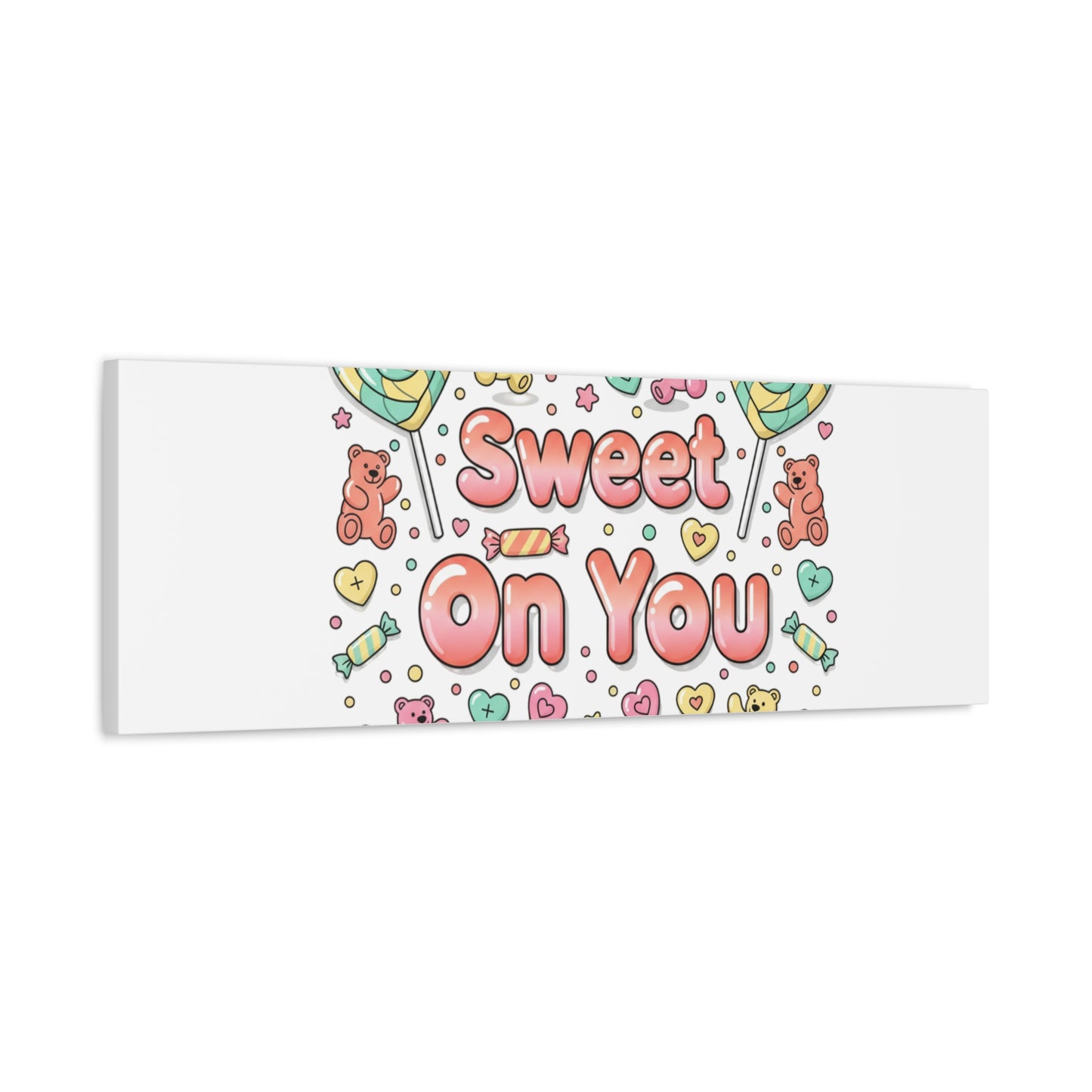 Sweet On You Canvas | Valentine Candycore heart candy pattern, pastel snackcore art