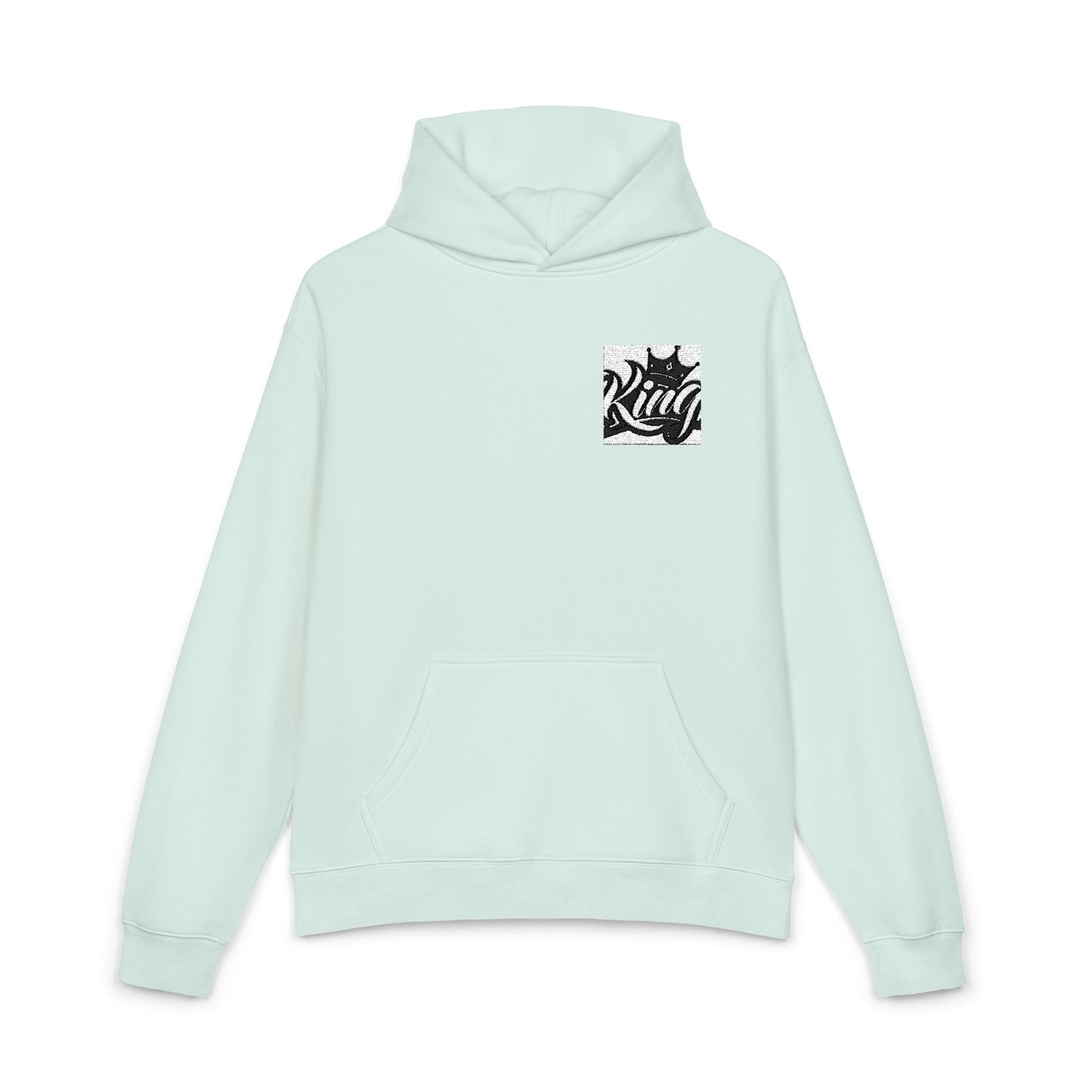 Relaxed Hoodie — Minimal Black Crown Chest Logo Hooded Sweatshirt
