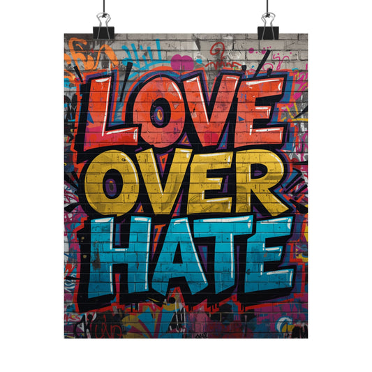 Love Over Hate Matte Poster — Bold Graffiti Street Art Wall Print