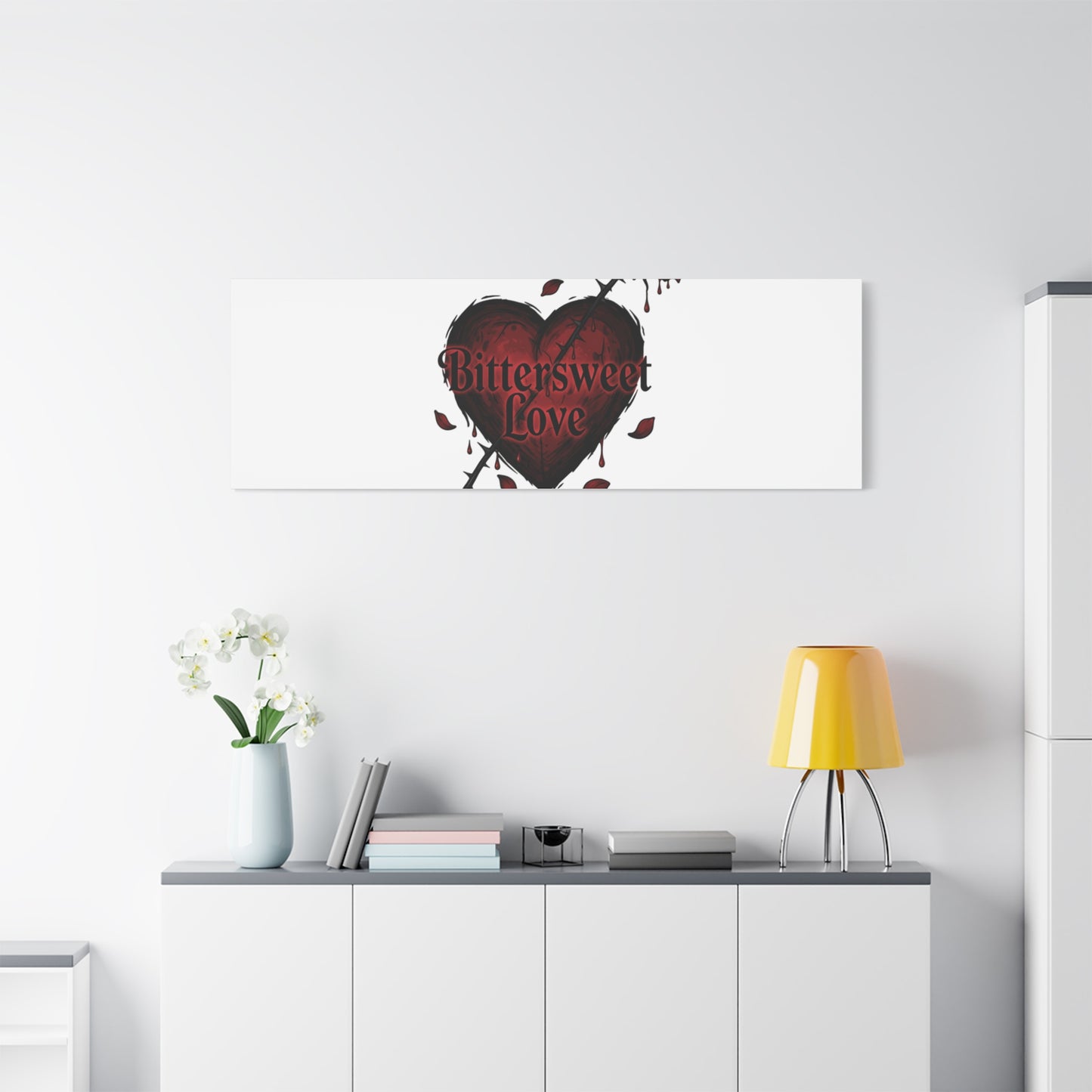 Bittersweet Love heart & thorn rose Canvas | Goth Valentine, Dark Romance Art Print