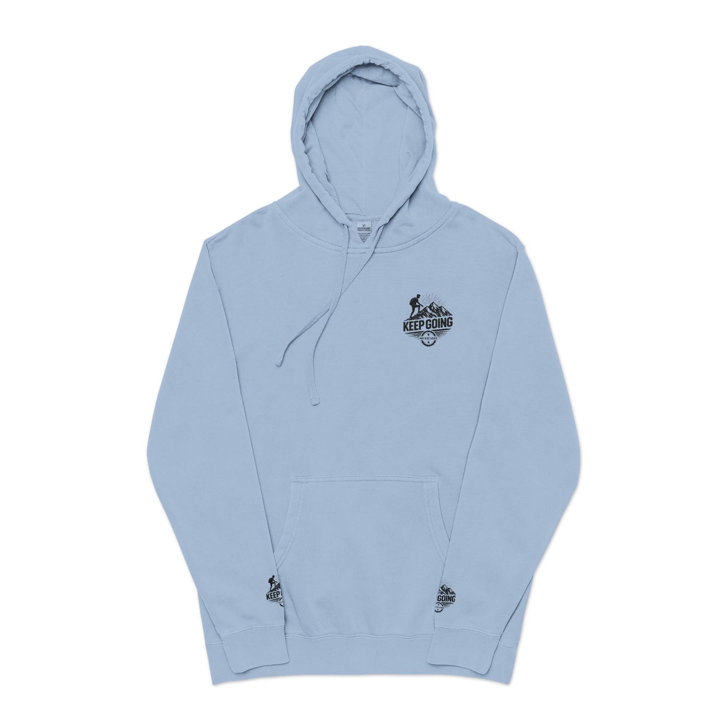 Keep Going Hoodie | Motivational Text Pigment-Dyed Hoodie