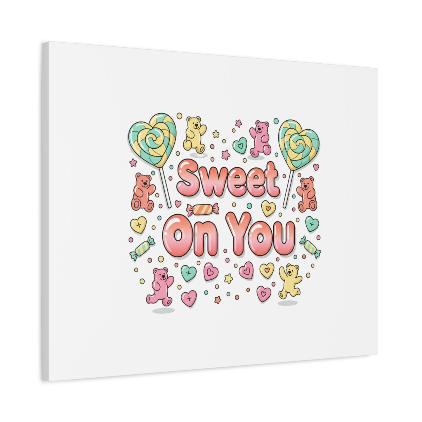 Sweet On You Canvas | Valentine Candycore heart candy pattern, pastel snackcore art