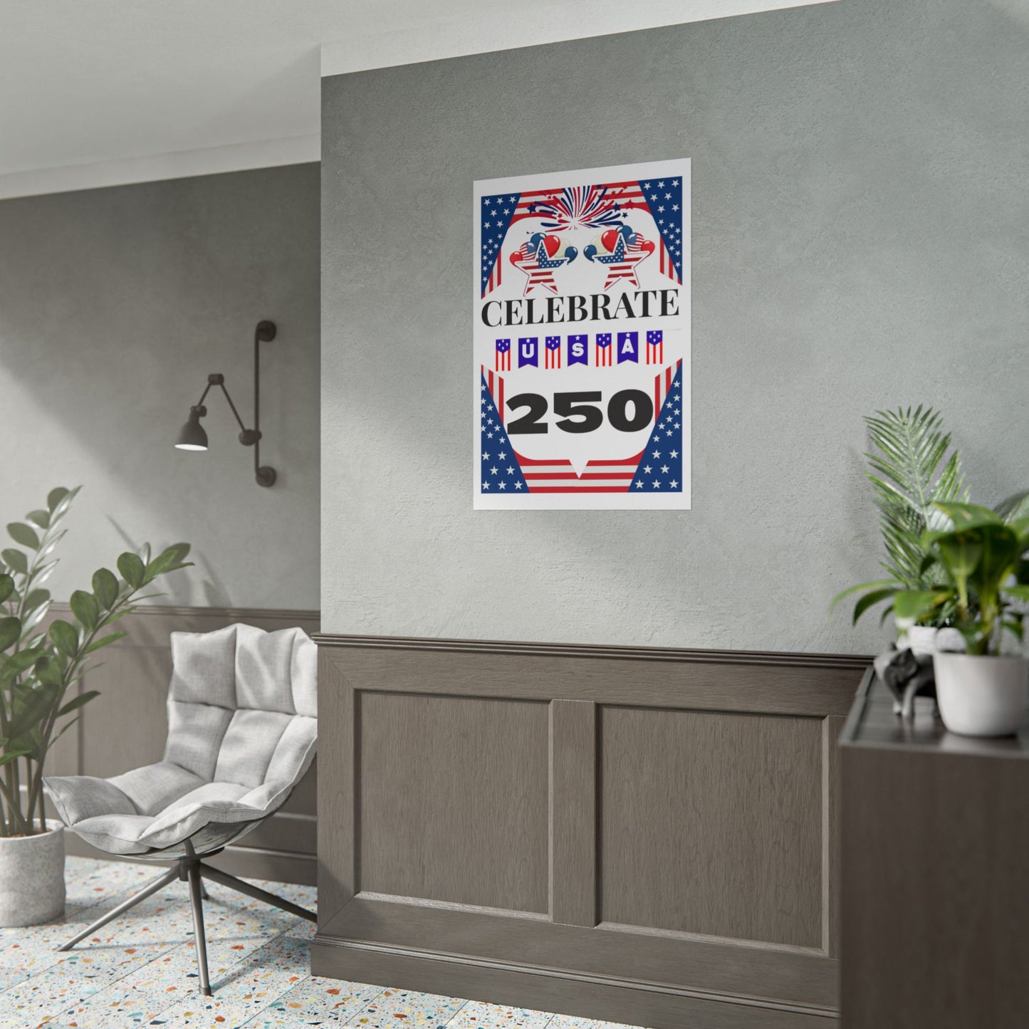Celebrate USA 250 Rolled Poster | Patriotic Fourth of July Decor