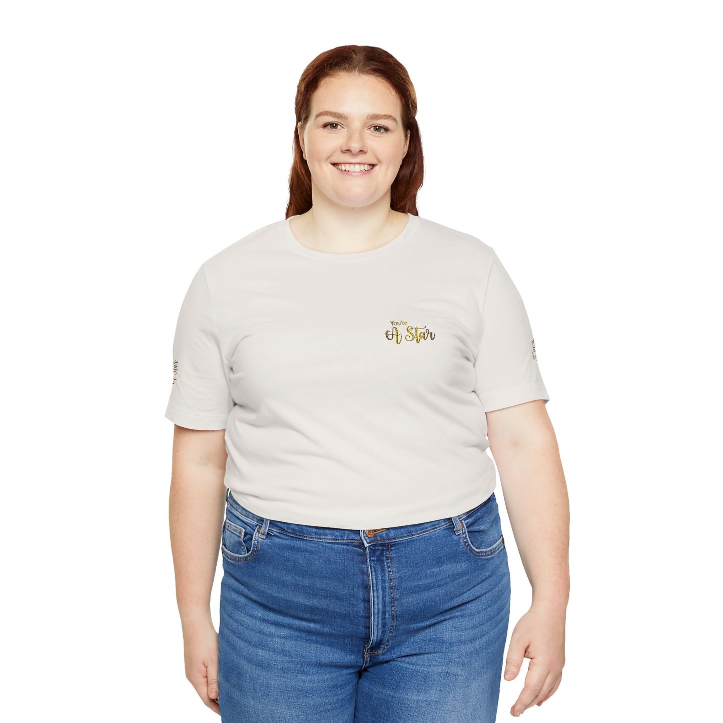 White Bee Graphic Tee — Small Chest & Sleeve Floral Bee Design