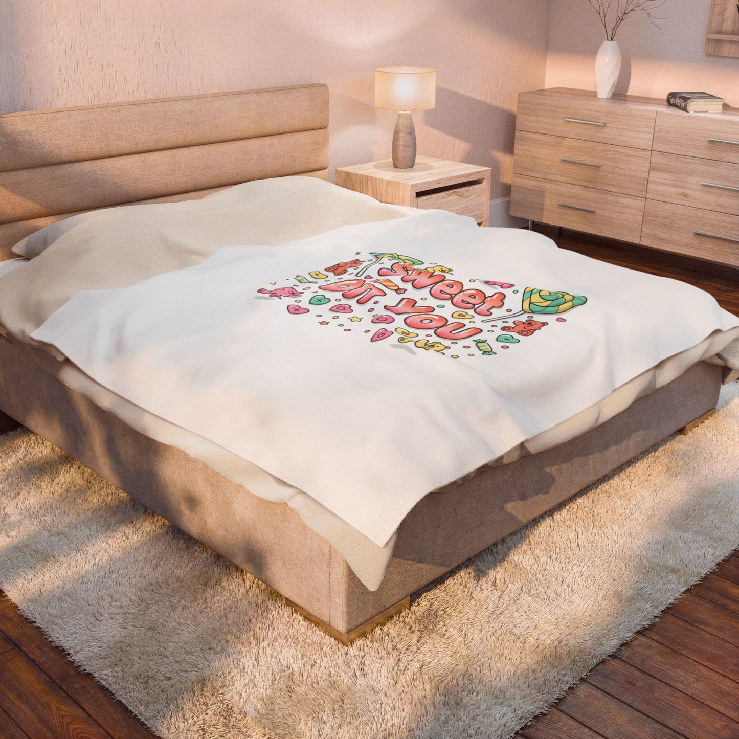 Sweet On You Plush Blanket | Candycore Valentine heart candy pattern