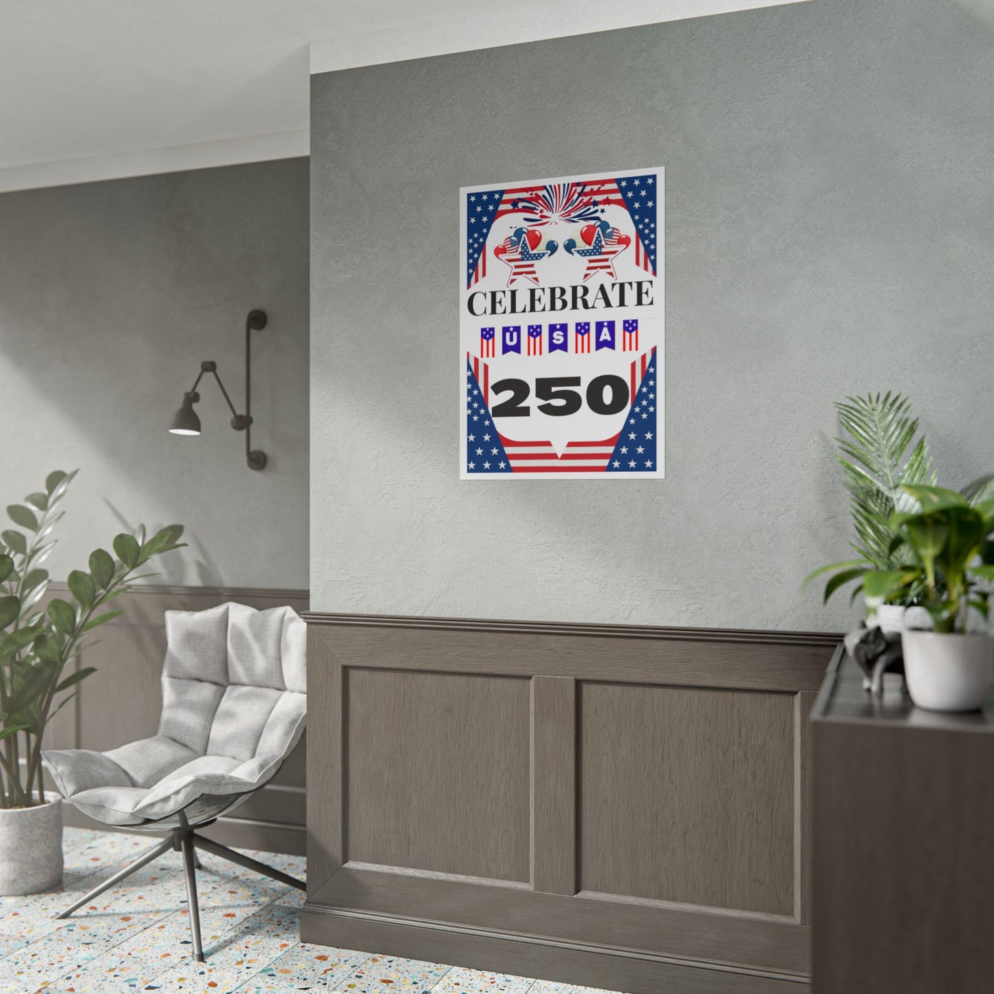 Celebrate USA 250 Rolled Poster | Patriotic Fourth of July Decor