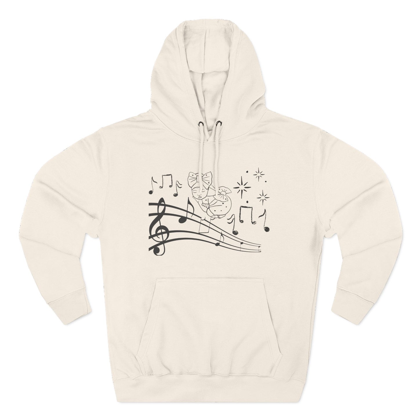 Musical Notes Hoodie – Cute Bunny on Staff Graphic Pullover