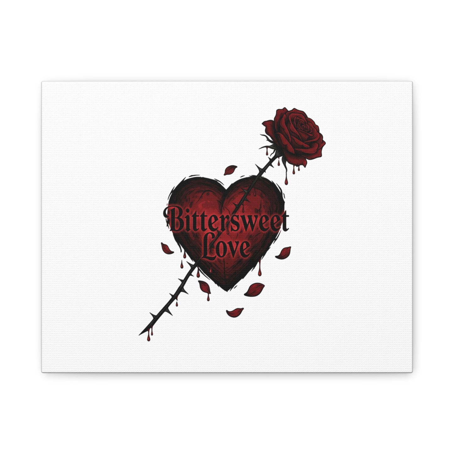 Bittersweet Love heart & thorn rose Canvas | Goth Valentine, Dark Romance Art Print