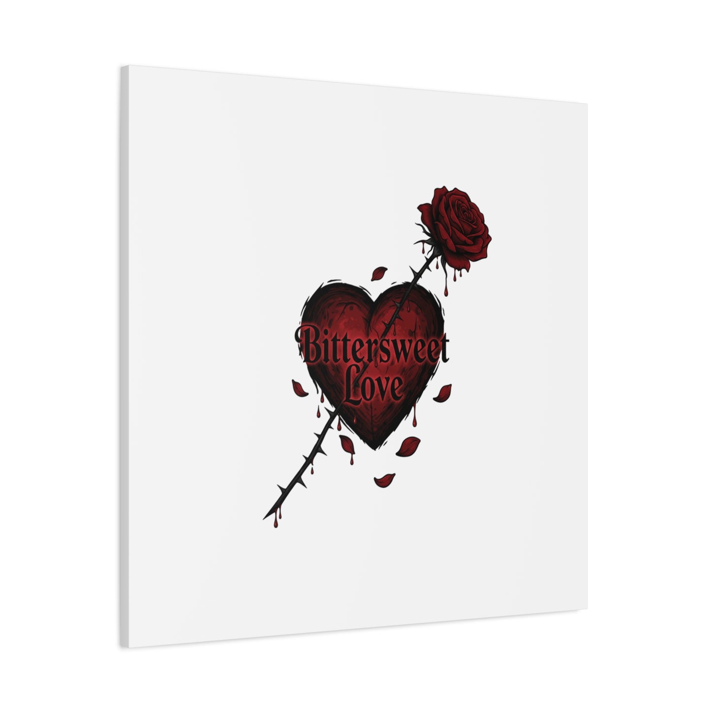 Bittersweet Love heart & thorn rose Canvas | Goth Valentine, Dark Romance Art Print